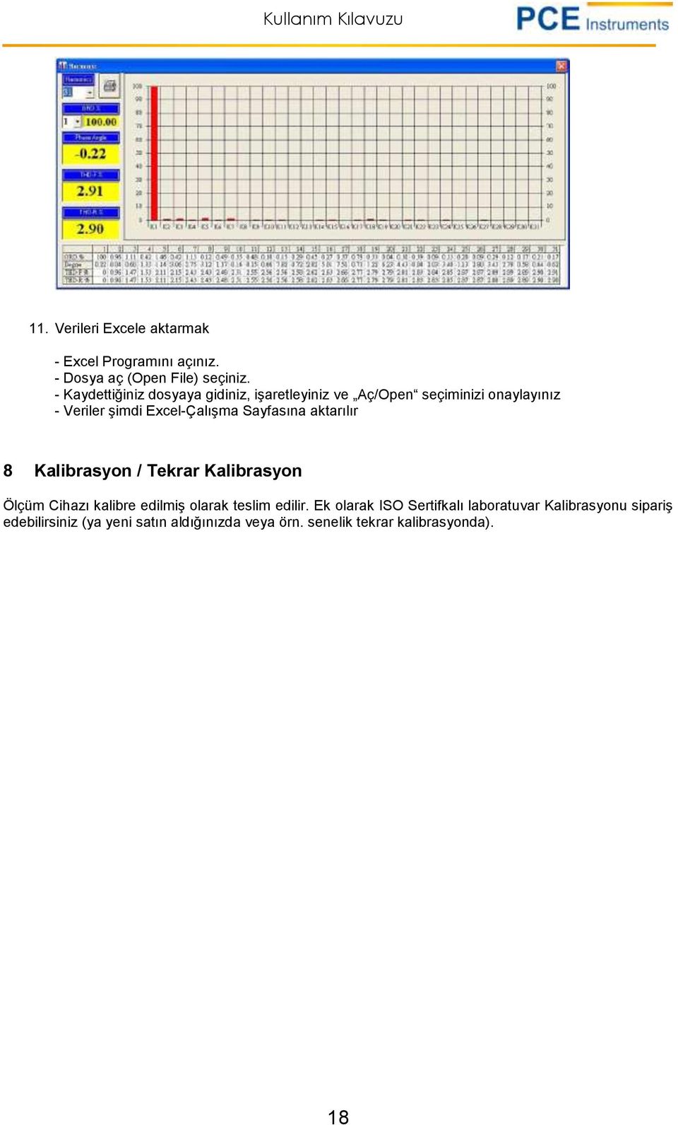 Sayfasına aktarılır 8 Kalibrasyon / Tekrar Kalibrasyon Ölçüm Cihazı kalibre edilmiş olarak teslim edilir.