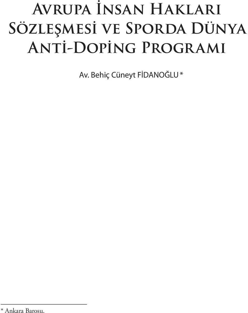 Anti-Doping Progr amı Av.