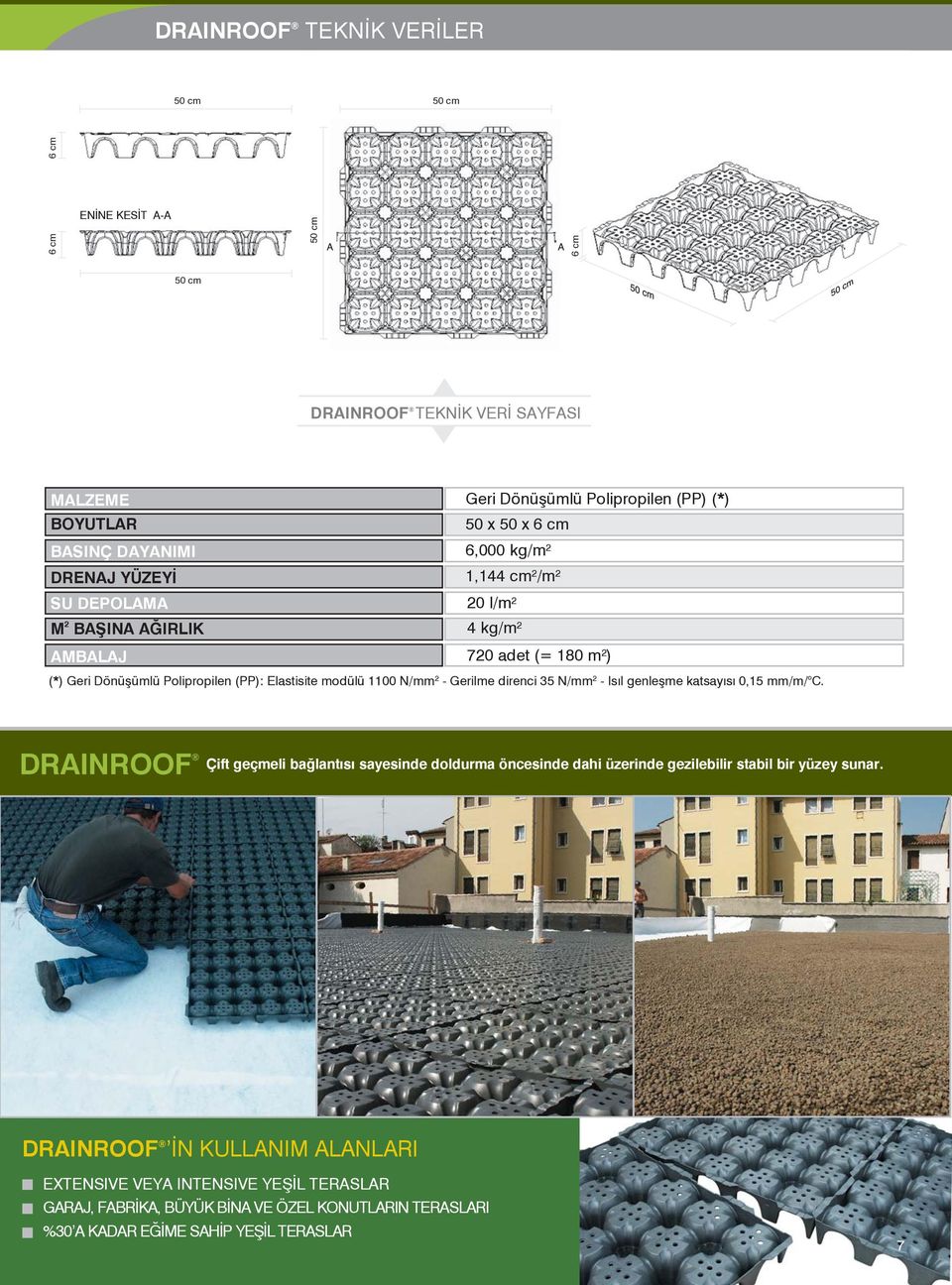 Elastisite modülü 1100 N/mm 2 - Gerilme direnci 35 N/mm 2 - Isıl genleşme katsayısı 0,15 mm/m/ C.