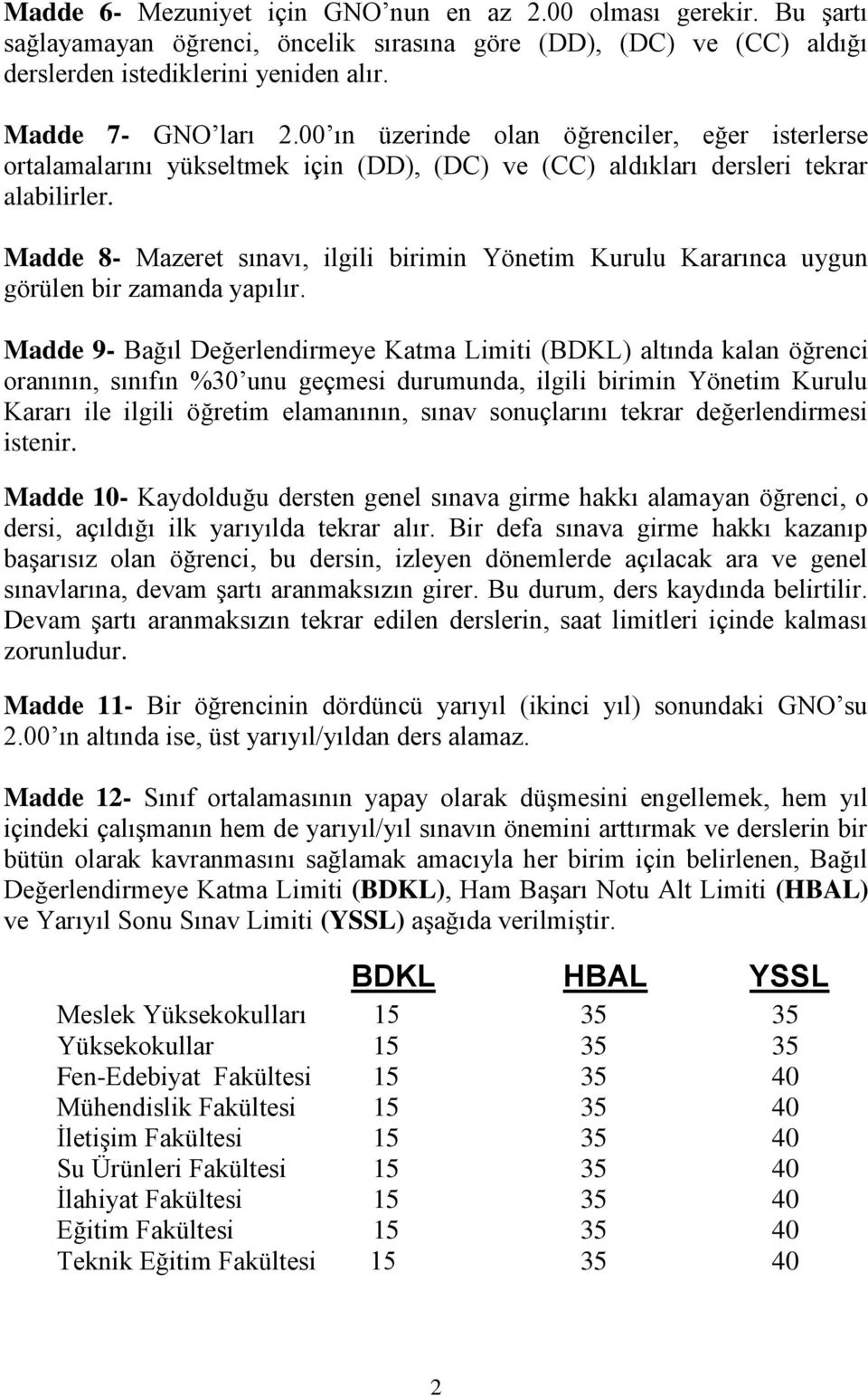 Madde 8- Mazeret sınavı, ilgili birimin Yönetim Kurulu Kararınca uygun görülen bir zamanda yapılır.