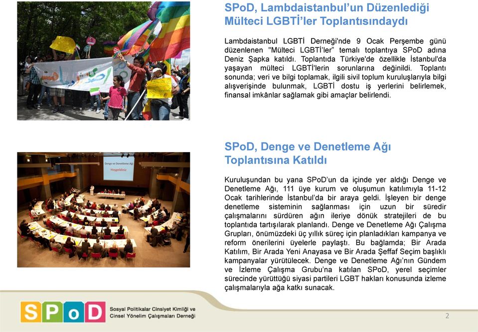 Toplantı sonunda; veri ve bilgi toplamak, ilgili sivil toplum kuruluşlarıyla bilgi alışverişinde bulunmak, LGBTİ dostu iş yerlerini belirlemek, finansal imkânlar sağlamak gibi amaçlar belirlendi.