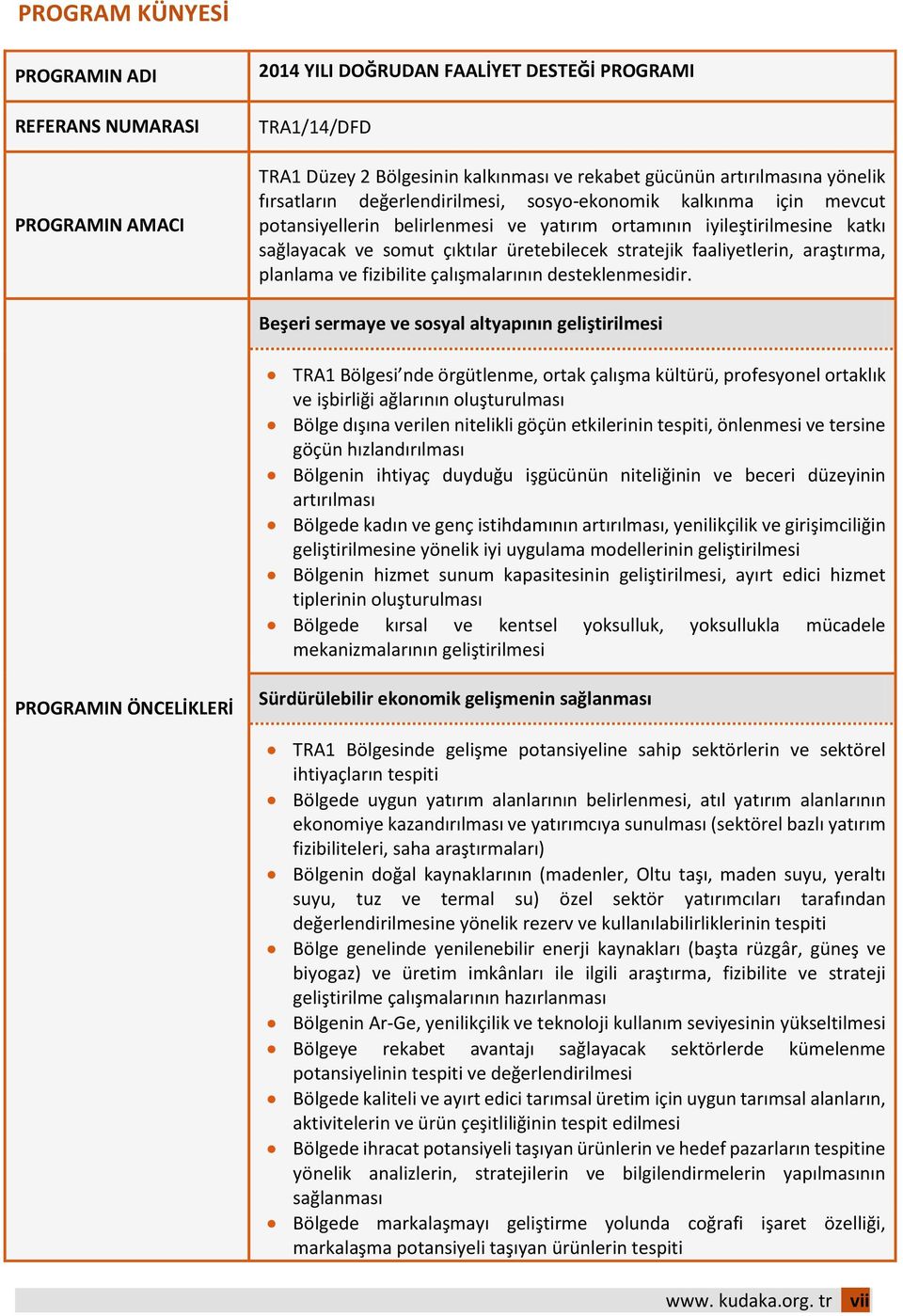 faaliyetlerin, araştırma, planlama ve fizibilite çalışmalarının desteklenmesidir.