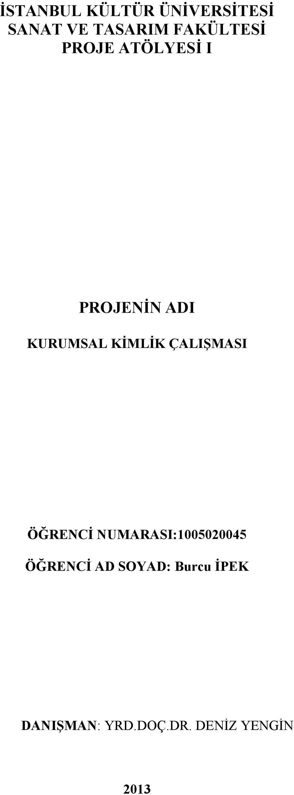 KİMLİK ÇALIŞMASI ÖĞRENCİ NUMARASI:1005020045