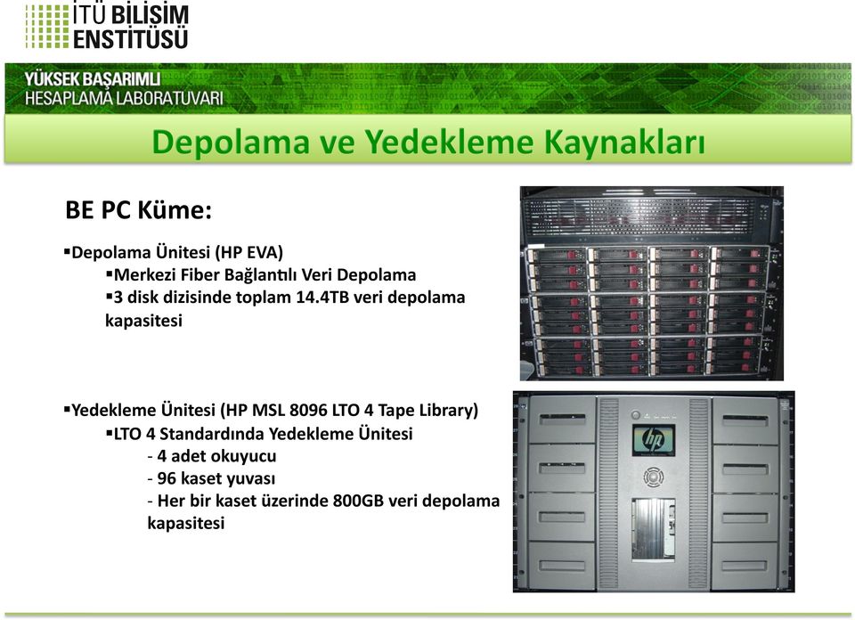4TB veri depolama kapasitesi Yedekleme Ünitesi (HP MSL 8096 LTO 4 Tape Library) LTO