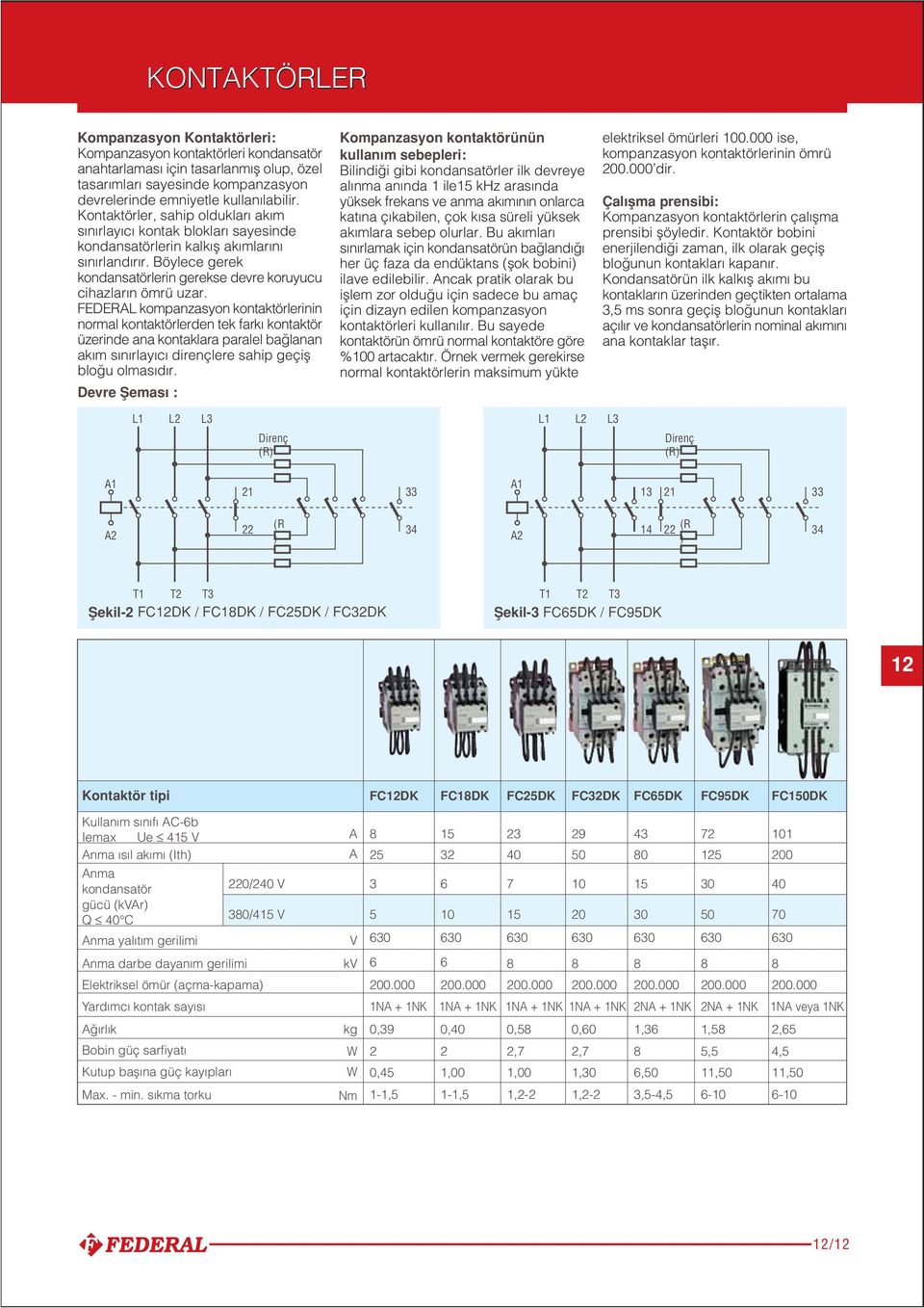 FEDERL kompnzsyon kontktörlerinin norml kontktörlerden tek frk kontktör üzerinde n kontklr prlel lnn k m s n rly dirençlere ship geçifl lo u olms d r.