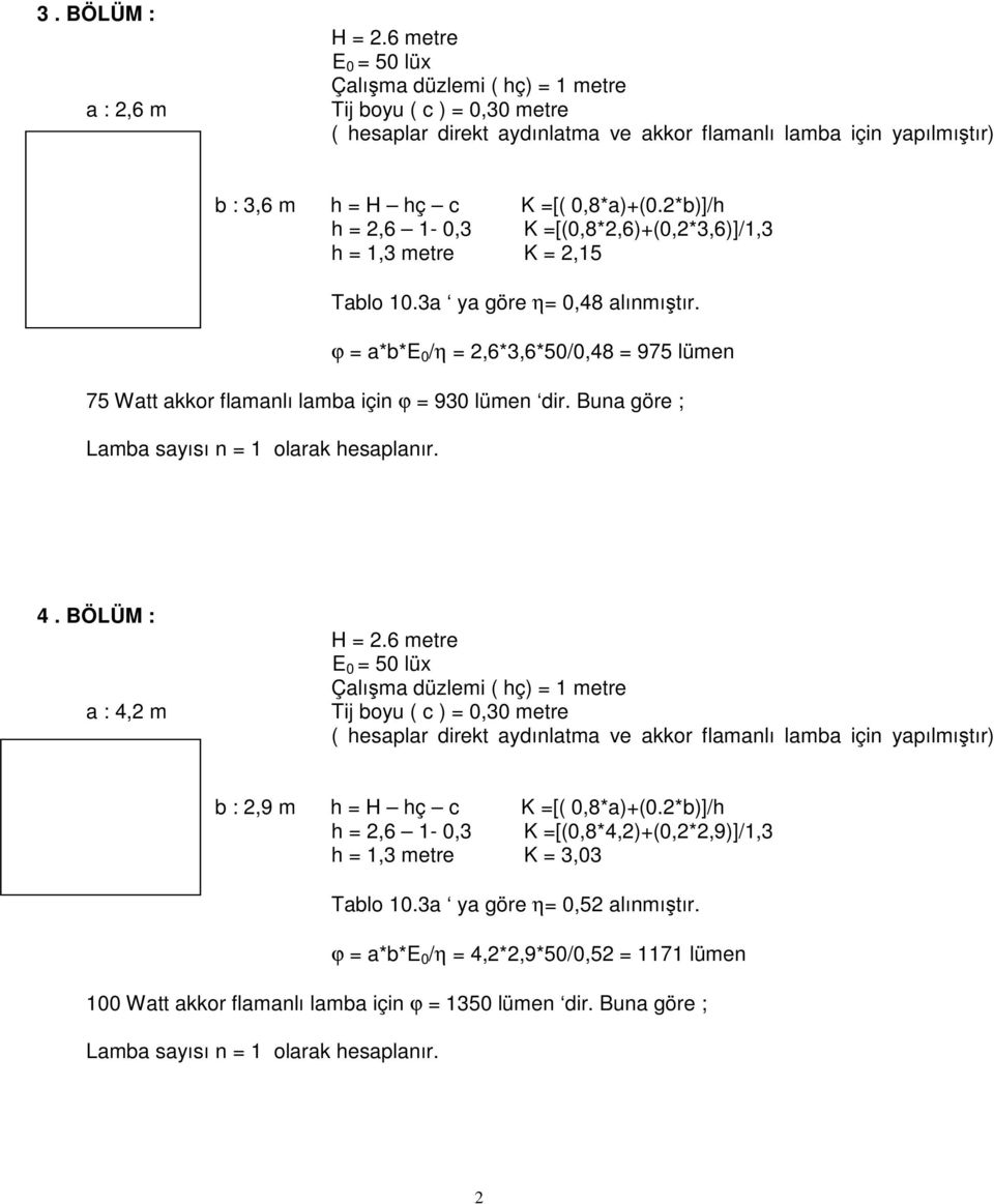 Buna göre ; 4. BÖLÜM : a : 4,2 m b : 2,9 m h = H hç c K =[( 0,8*a)+(0.