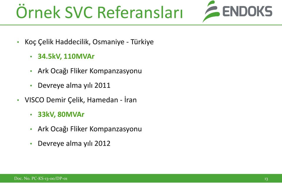 5kV, 110MVAr Ark Ocağı Fliker Kompanzasyonu Devreye alma