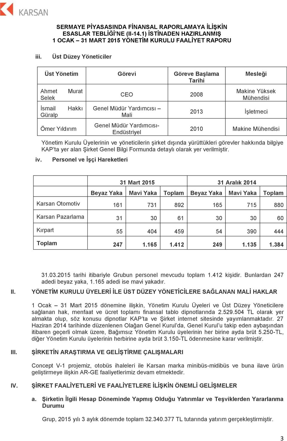 2013 İşletmeci 2010 Makine Mühendisi Yönetim Kurulu Üyelerinin ve yöneticilerin şirket dışında yürüttükleri görevler hakkında bilgiye KAP ta yer alan Şirket Genel Bilgi Formunda detaylı olarak yer