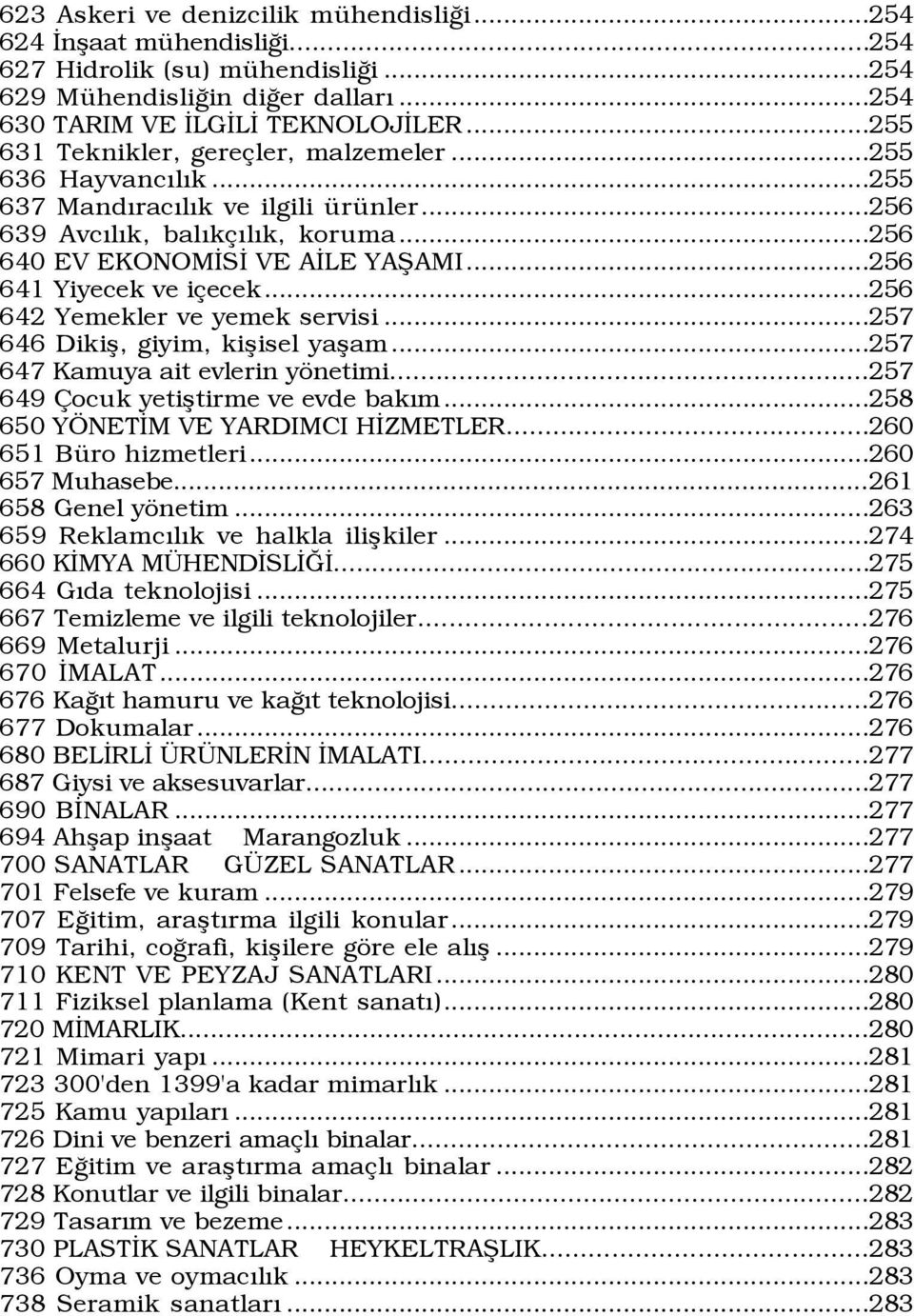 ..256 641 Yiyecek ve i ecek...256 642 Yemekler ve yemek servisi...257 646 Dikiß, giyim, kißisel yaßam...257 647 Kamuya ait evlerin yšnetimi...257 649 ocuk yetißtirme ve evde bakým.