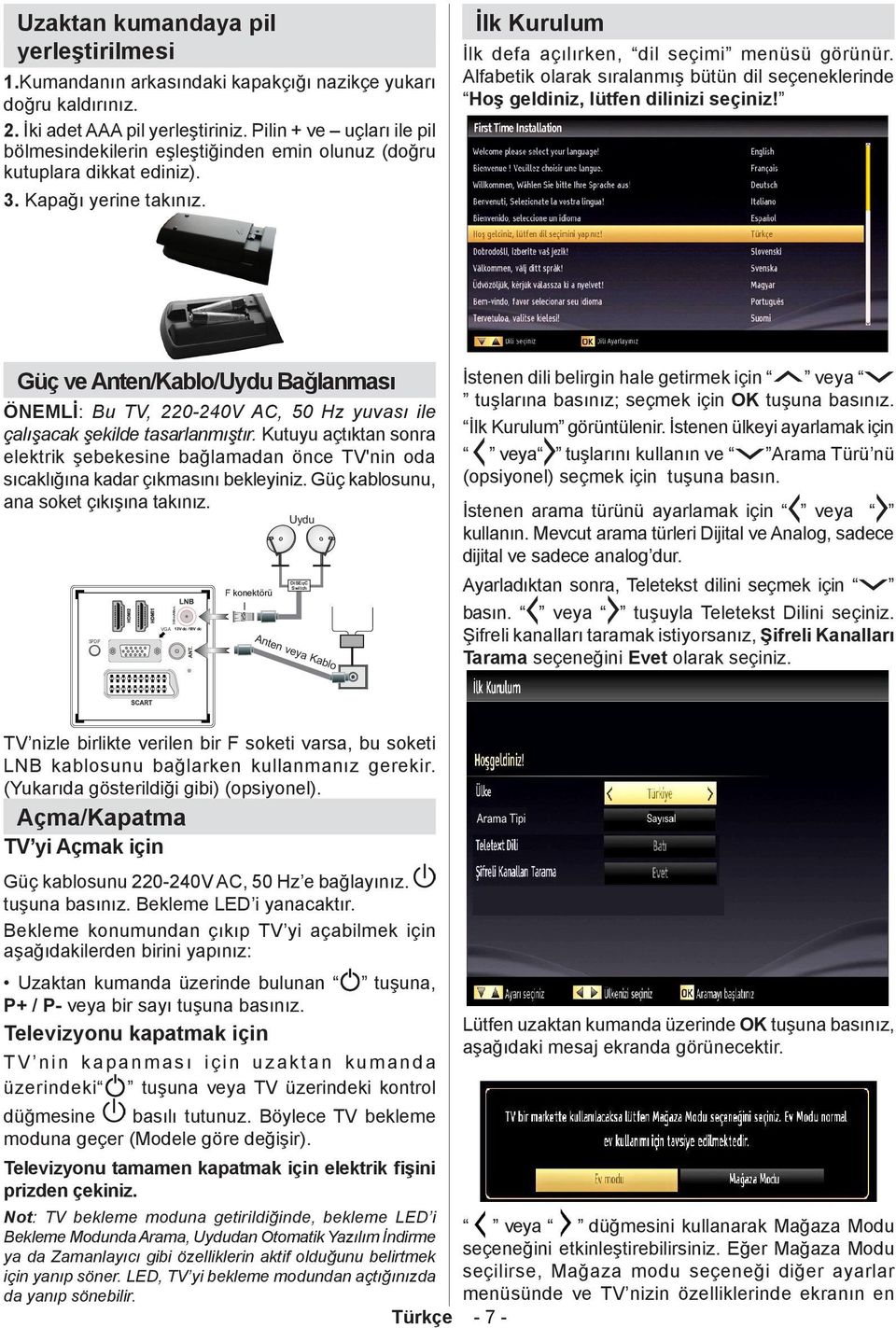 Alfabetik olarak sıralanmış bütün dil seçeneklerinde Hoş geldiniz, lütfen dilinizi seçiniz! 3. Kapağı yerine takınız.