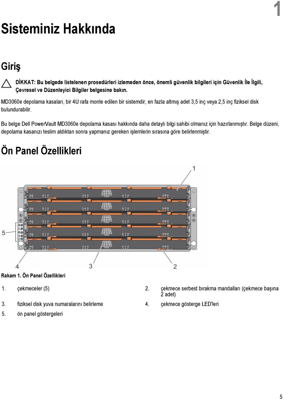 Bu belge Dell PowerVault MD3060e depolama kasası hakkında daha detaylı bilgi sahibi olmanız için hazırlanmıştır.