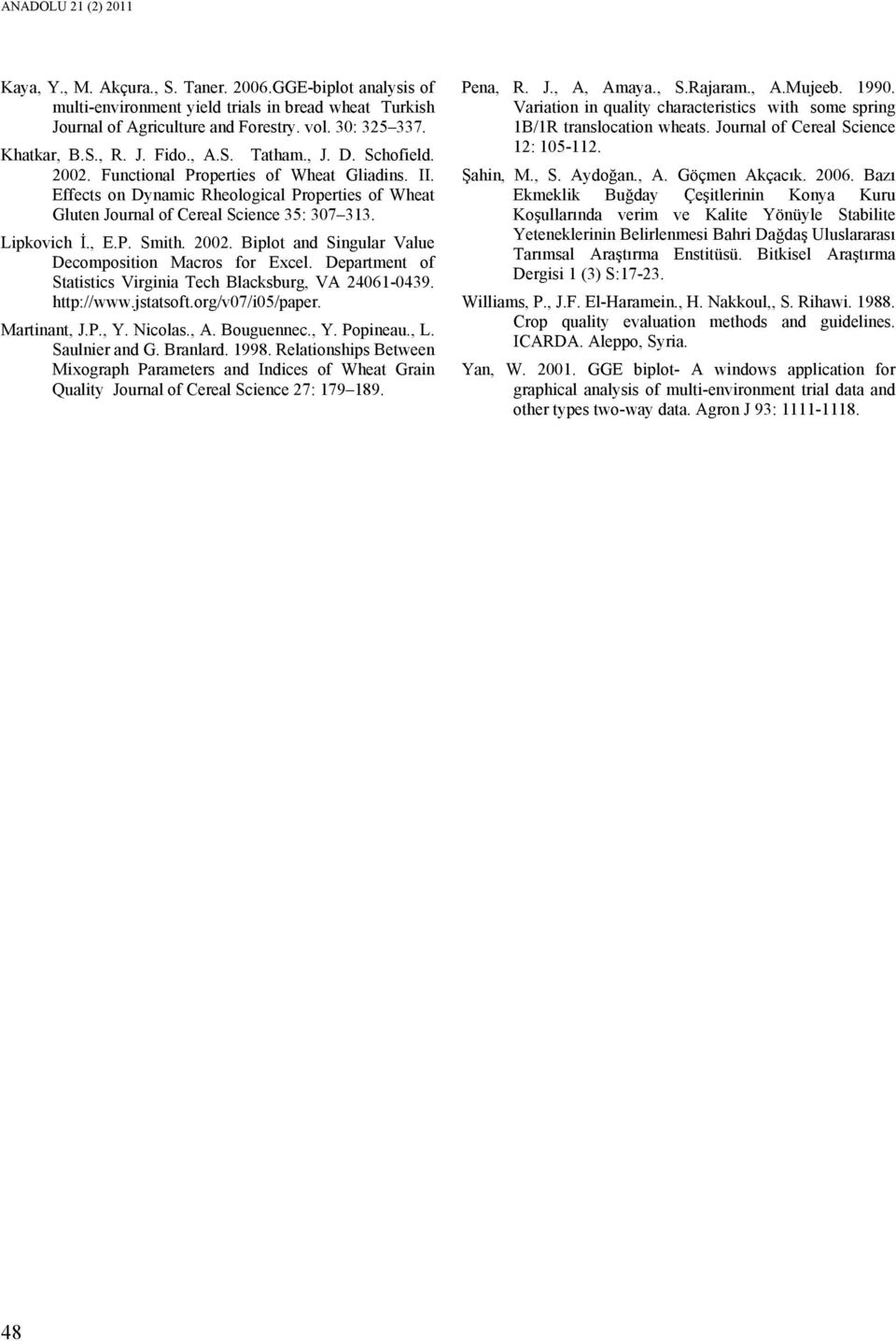 Lipkovich İ., E.P. Smith. 2002. Biplot and Singular Value Decomposition Macros for Excel. Department of Statistics Virginia Tech Blacksburg, VA 24061-0439. http://www.jstatsoft.org/v07/i05/paper.