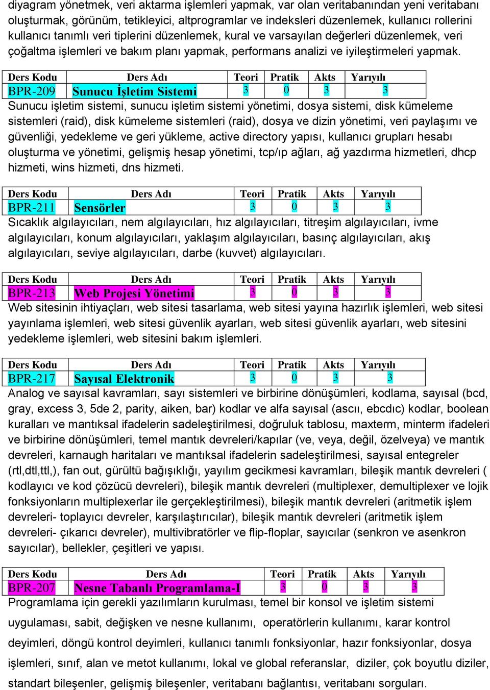 BPR-209 Sunucu İşletim Sistemi 3 0 3 3 Sunucu işletim sistemi, sunucu işletim sistemi yönetimi, dosya sistemi, disk kümeleme sistemleri (raid), disk kümeleme sistemleri (raid), dosya ve dizin