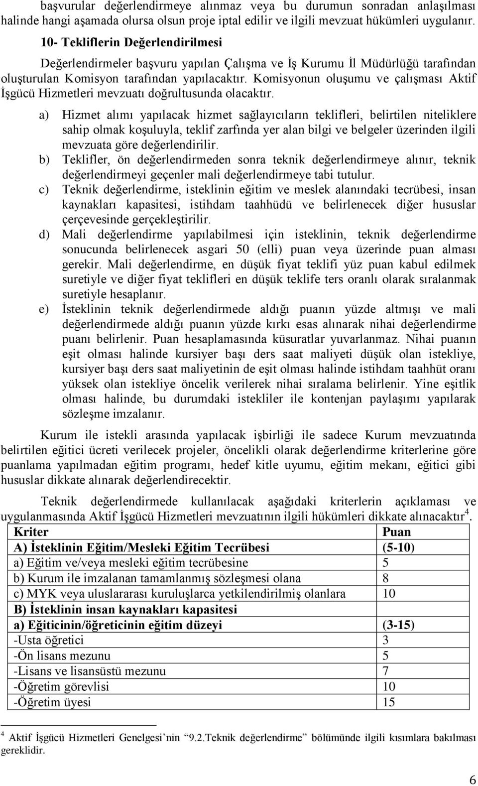 Komisyonun oluşumu ve çalışması Aktif İşgücü Hizmetleri mevzuatı doğrultusunda olacaktır.