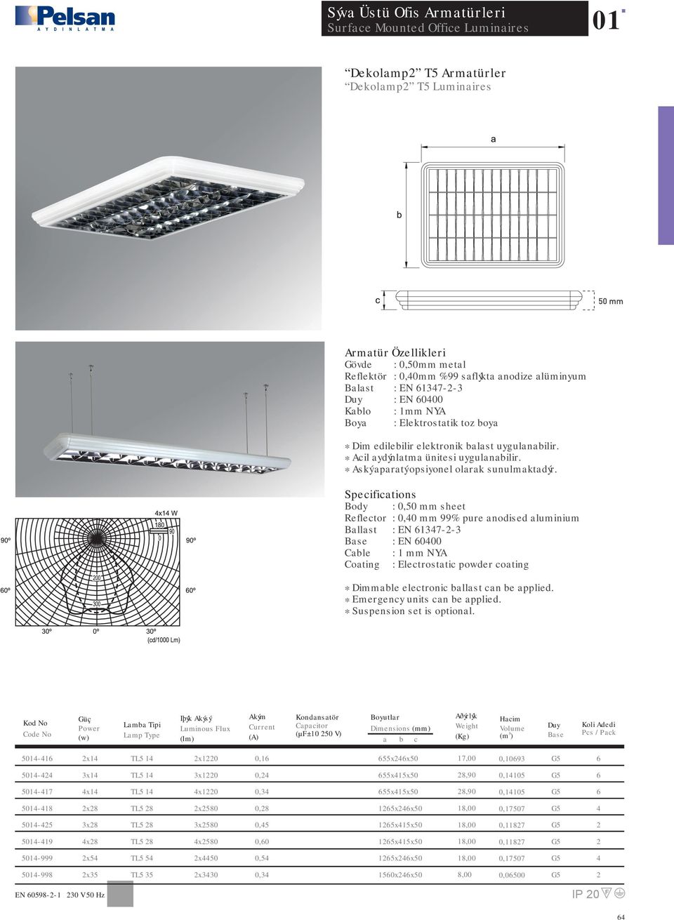 Reflector : 0,0 mm % pure anodised aluminium Ballast : EN 37--3 : EN 000 * Suspension set is optional.