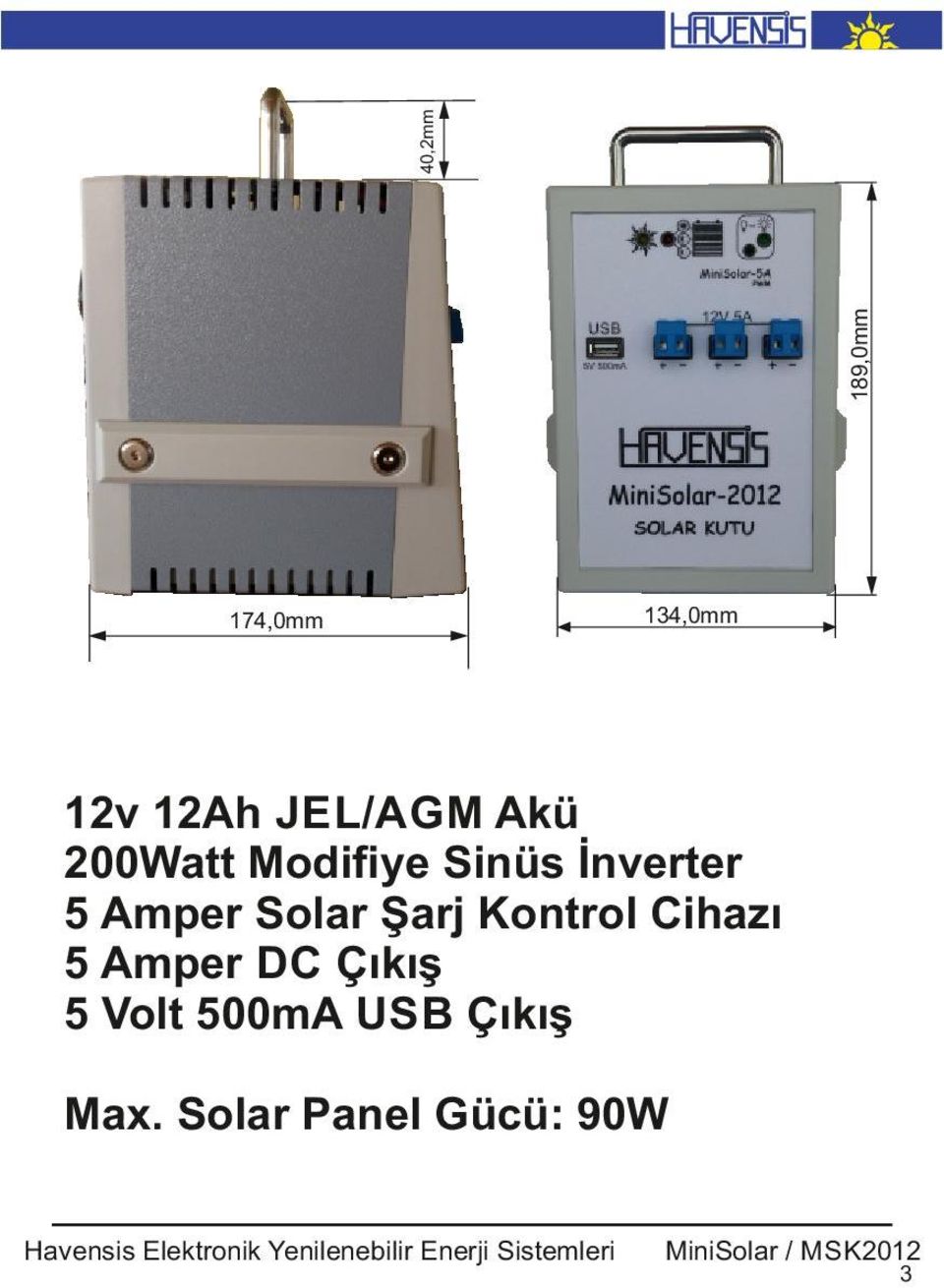 Amper Solar Şarj Kontrol C hazı 5 Amper DC