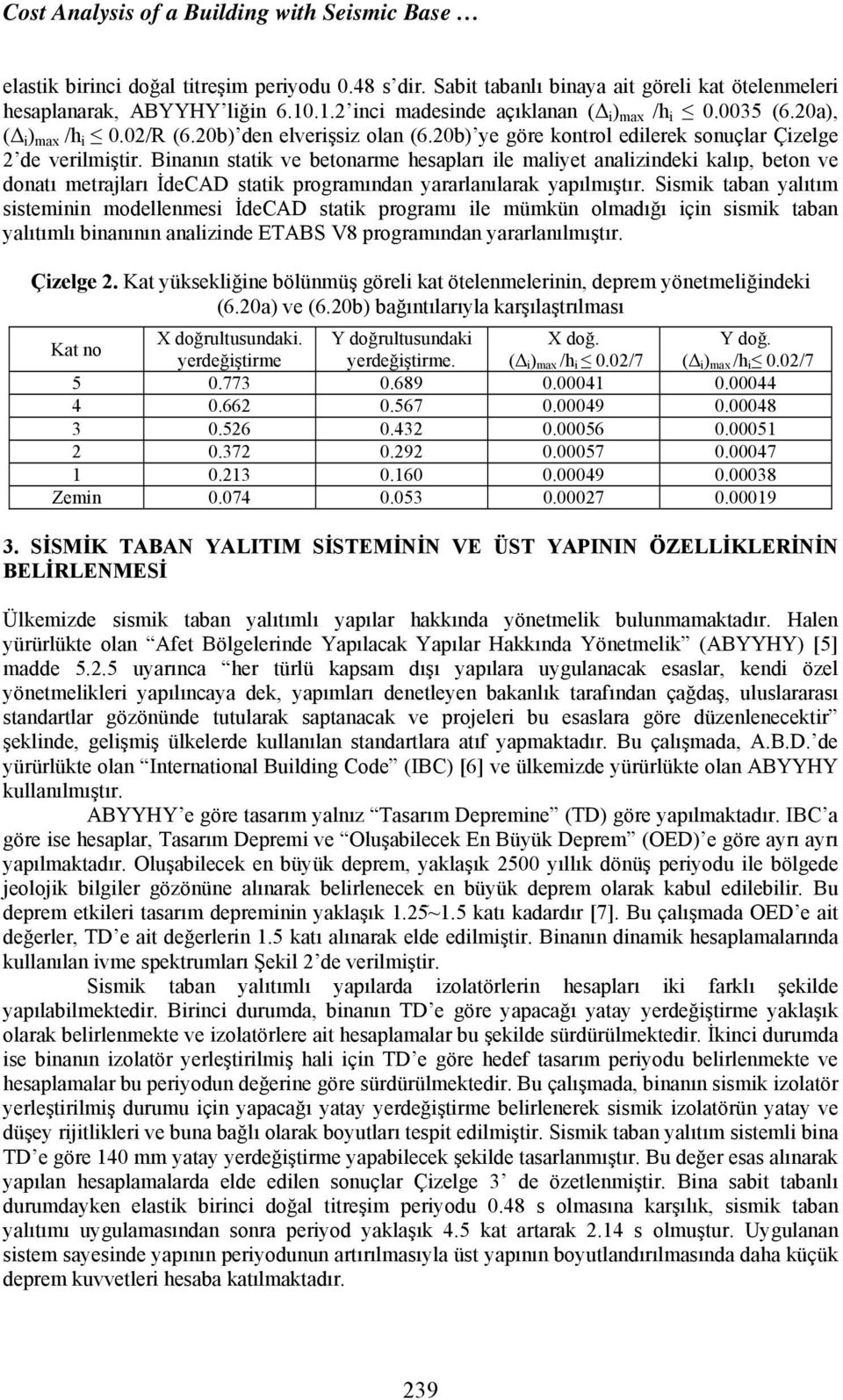 Binanın statik ve betonarme hesapları ile maliyet analizindeki kalıp, beton ve donatı metrajları İdeCAD statik programından yararlanılarak yapılmıştır.