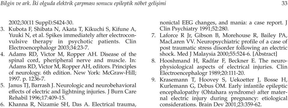 Disease of the spinal cord, pheripheral nerve and muscle. In: Adams RD, Victor M, Ropper AH, editors. Principles of neurology. 6th edition. New York: McGraw-Hill; 1997. p. 1236-7. 5.
