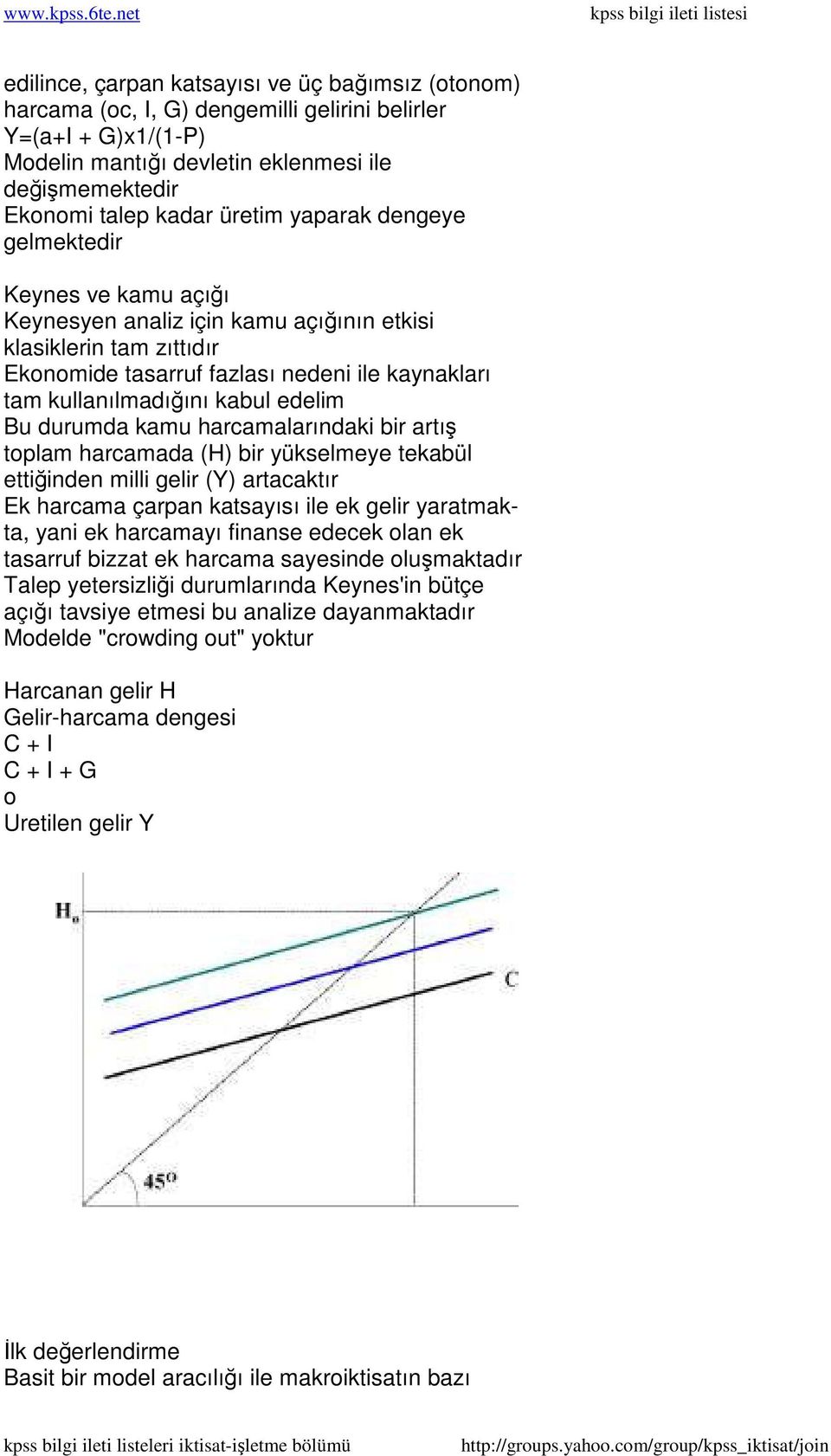 edelim Bu durumda kamu harcamalarındaki bir artış toplam harcamada (H) bir yükselmeye tekabül ettiğinden milli gelir (Y) artacaktır Ek harcama çarpan katsayısı ile ek gelir yaratmakta, yani ek