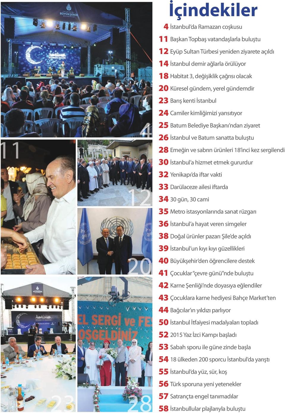 Başkanı ndan ziyaret İstanbul ve Batum sanatta buluştu Emeğin ve sabrın ürünleri 18 inci kez sergilendi İstanbul a hizmet etmek gururdur Yenikapı da iftar vakti Darülaceze ailesi iftarda 30 gün, 30