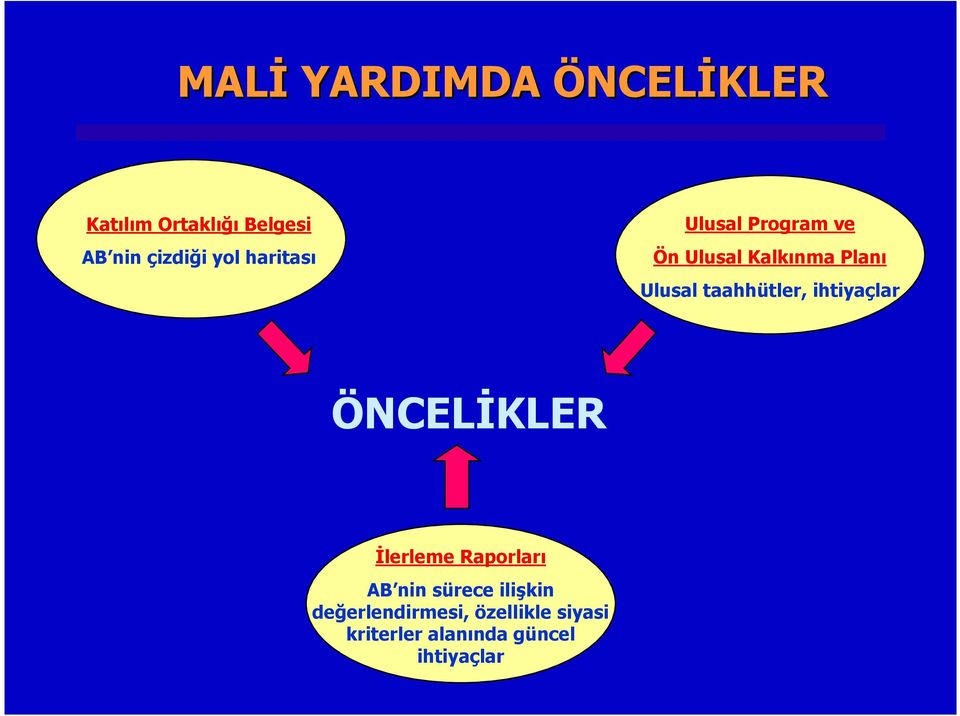 taahhütler, ihtiyaçlar ÖNCELİKLER İlerleme Raporları AB nin sürece