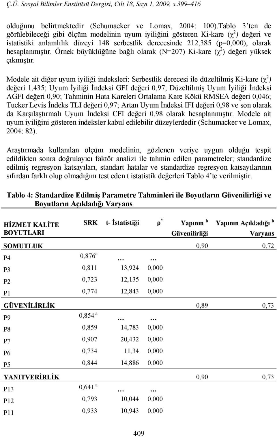 Örnek büyüklüğüne bağlı olarak (N=207) Ki-kare (χ 2 ) değeri yüksek çıkmıştır.