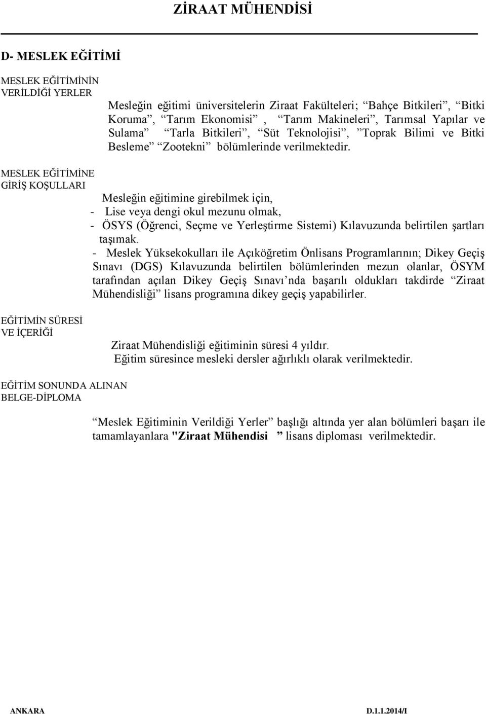 MESLEK EĞİTİMİNE GİRİŞ KOŞULLARI Mesleğin eğitimine girebilmek için, - Lise veya dengi okul mezunu olmak, - ÖSYS (Öğrenci, Seçme ve Yerleştirme Sistemi) Kılavuzunda belirtilen şartları taşımak.