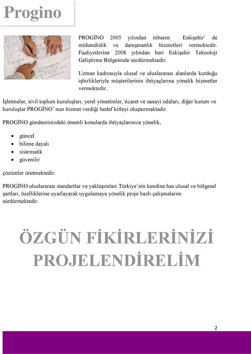 İşletmeler, sivil toplum kuruluşları, yerel yönetimler, ticaret ve sanayi odaları, diğer kurum ve kuruluşlar PROGİNO nun hizmet verdiği hedef kitleyi oluşturmaktadır.