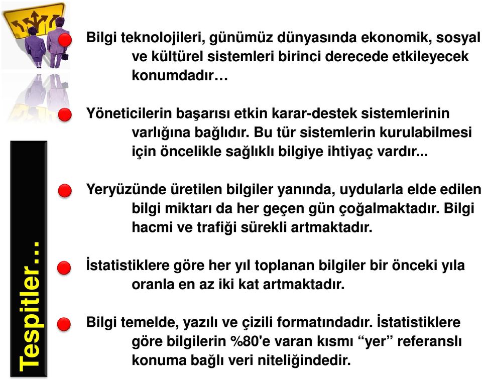 .. Yeryüzünde üretilen bilgiler yanında, uydularla elde edilen bilgi miktarı da her geçen gün çoğalmaktadır. Bilgi hacmi ve trafiği sürekli artmaktadır.