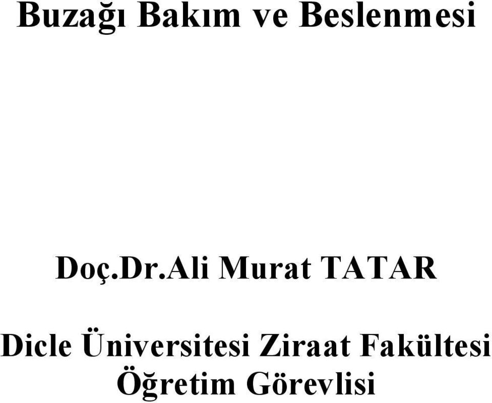 Ali Murat TATAR Dicle