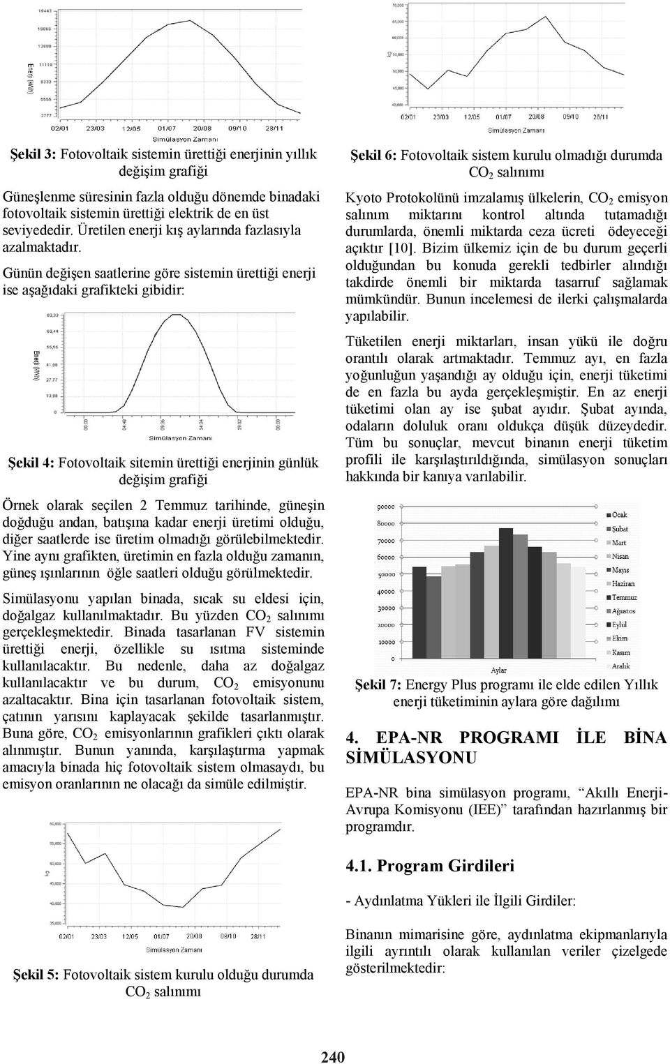 Günün değişen saatlerine göre sistemin ürettiği enerji ise aşağıdaki grafikteki gibidir: Şekil 4: Fotovoltaik sitemin ürettiği enerjinin günlük değişim grafiği Örnek olarak seçilen 2 Temmuz