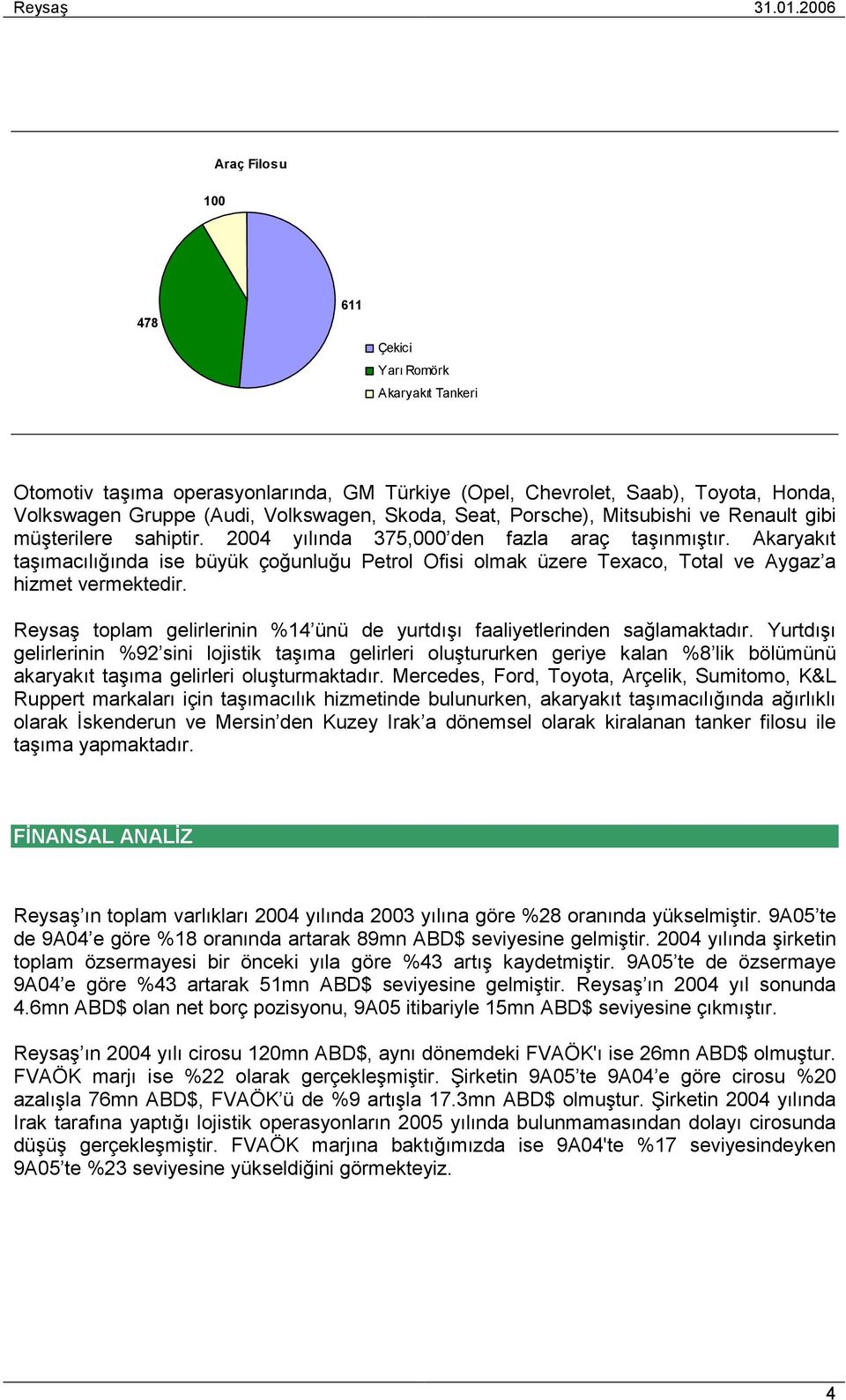 Seat, Porsche), Mitsubishi ve Renault gibi müşterilere sahiptir. 2004 yõlõnda 375,000 den fazla araç taşõnmõştõr.