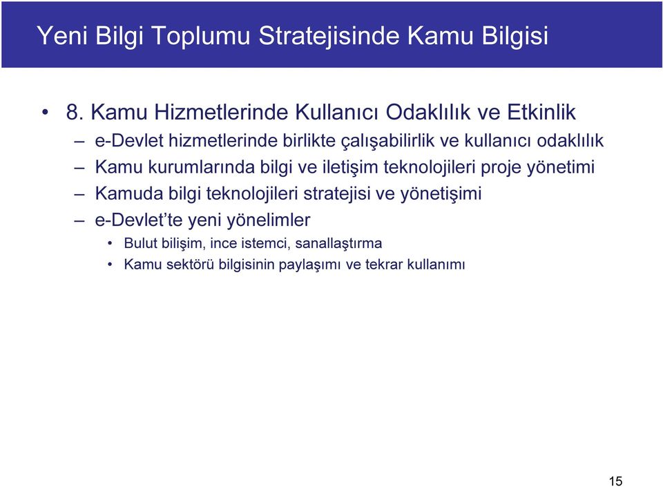 kullanıcı odaklılık Kamu kurumlarında bilgi ve iletişim teknolojileri proje yönetimi Kamuda bilgi