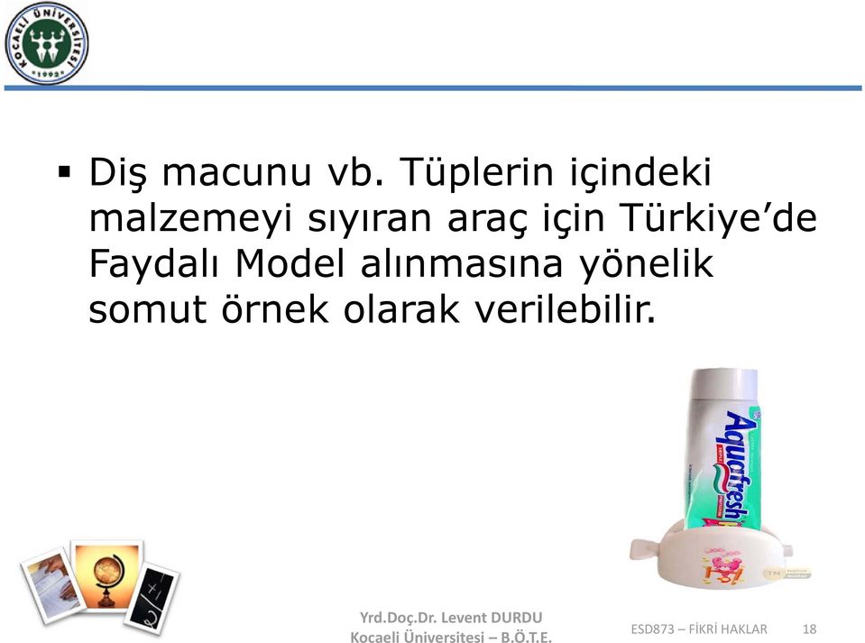 araç için Türkiye de Faydalı Model