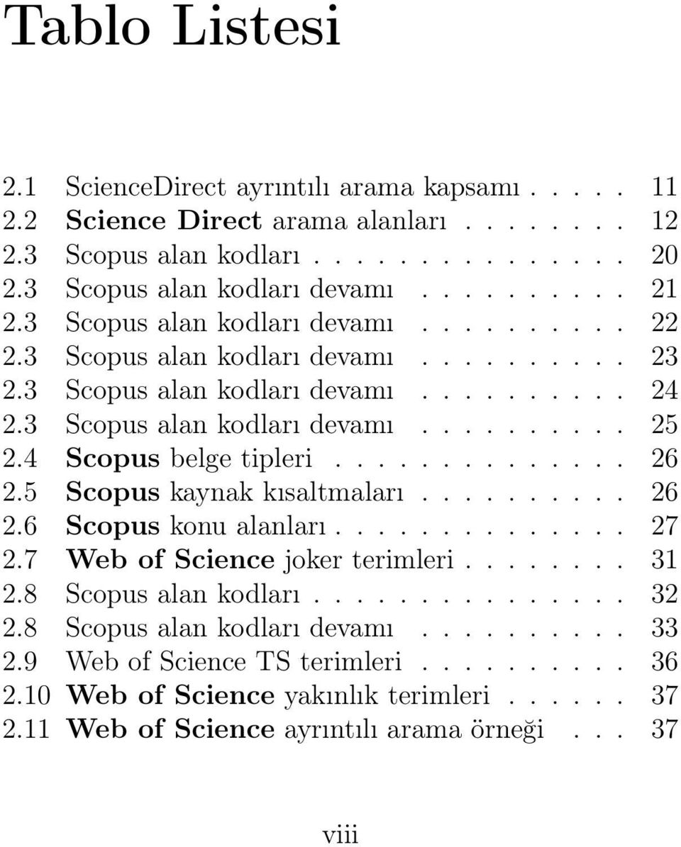 4 Scopus belge tipleri.............. 26 2.5 Scopus kaynak kısaltmaları.......... 26 2.6 Scopus konu alanları.............. 27 2.7 Web of Science joker terimleri........ 31 2.