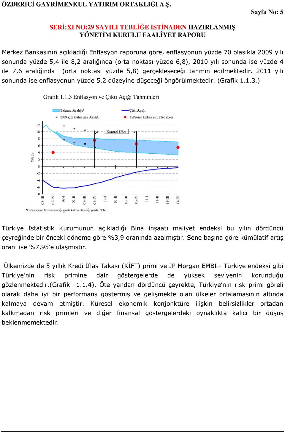 yılı sonunda ise enflasyonun yüzde 5,2 düzeyine düşeceği öngörülmektedir. (Grafik 1.