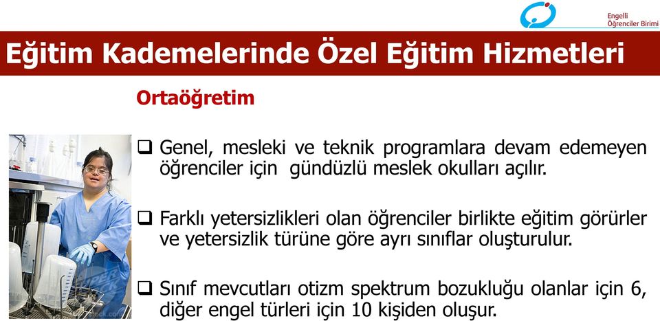 q Farklı yetersizlikleri olan öğrenciler birlikte eğitim görürler ve yetersizlik türüne göre