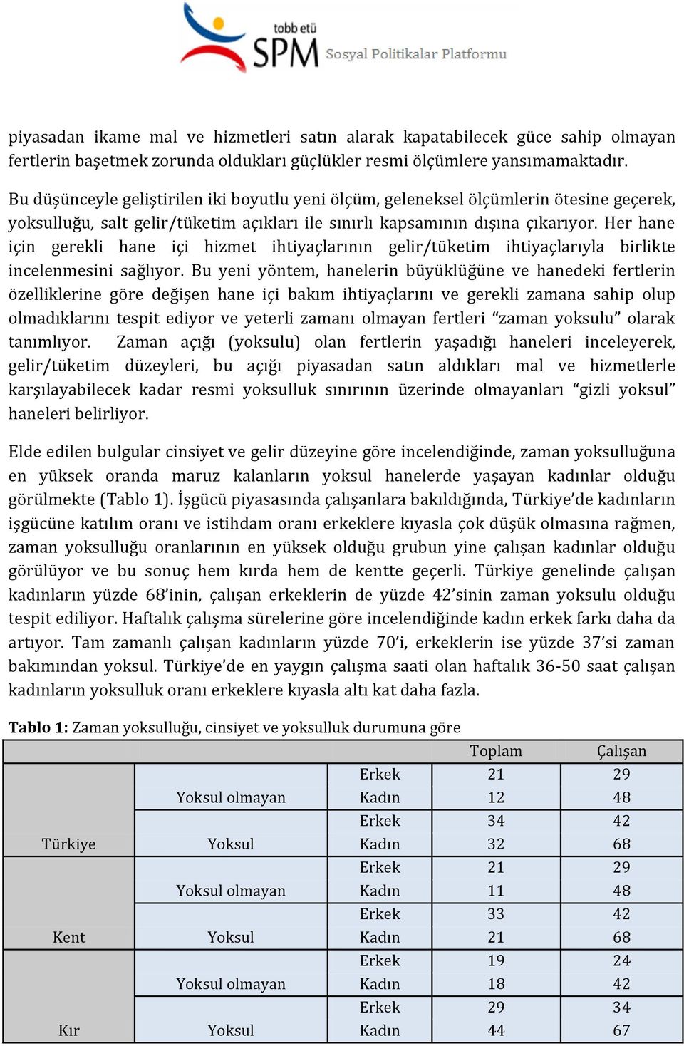 Her hane için gerekli hane içi hizmet ihtiyaçlarının gelir/tüketim ihtiyaçlarıyla birlikte incelenmesini sağlıyor.