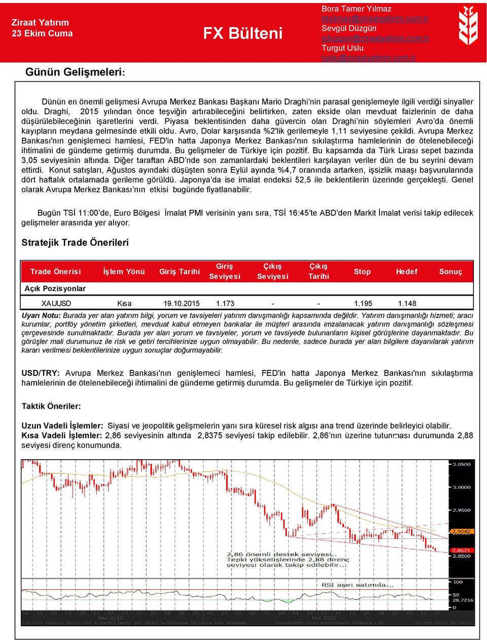 Piyasa beklentisinden daha güvercin olan Draghi nin söylemleri Avro da önemli kayıpların meydana gelmesinde etkili oldu. Avro, Dolar karşısında %2'lik gerilemeyle 1,11 seviyesine çekildi.