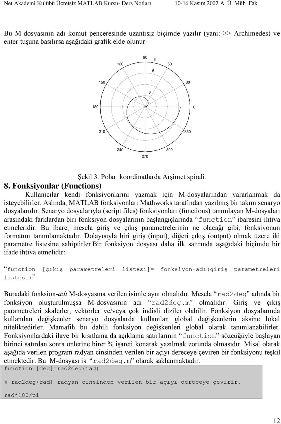 Aslında, MATLAB fonksiyonları Mathworks tarafından yazılmıģ bir takım senaryo dosyalarıdır.