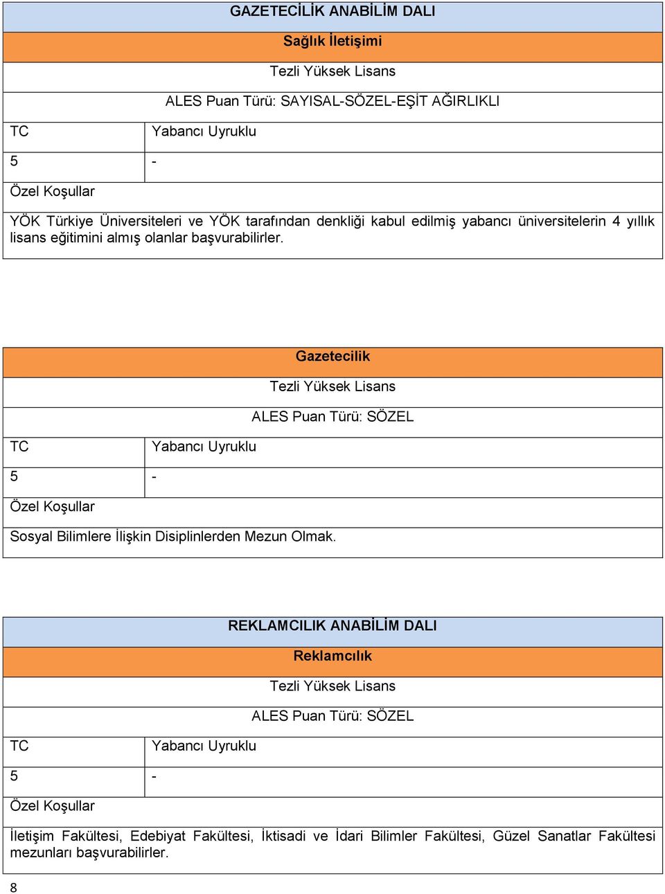 Gazetecilik Sosyal Bilimlere İlişkin Disiplinlerden Mezun Olmak.