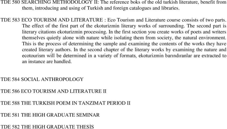 The second part is literary citations ekoturizmin processing.