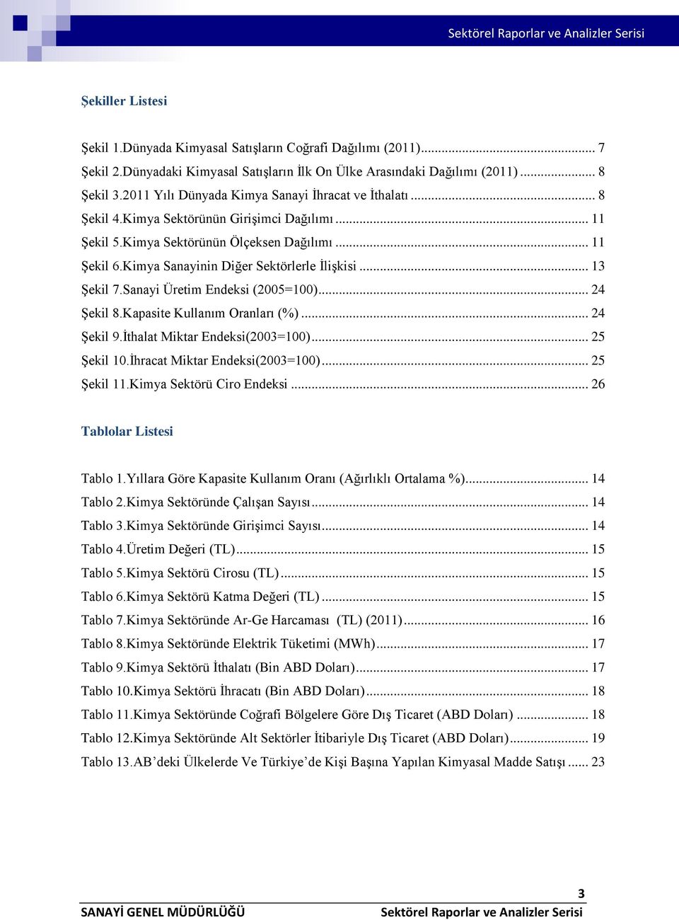 Kimya Sanayinin Diğer Sektörlerle İlişkisi... 13 Şekil 7.Sanayi Üretim Endeksi (2005=100)... 24 Şekil 8.Kapasite Kullanım Oranları (%)... 24 Şekil 9.İthalat Miktar Endeksi(2003=100)... 25 Şekil 10.