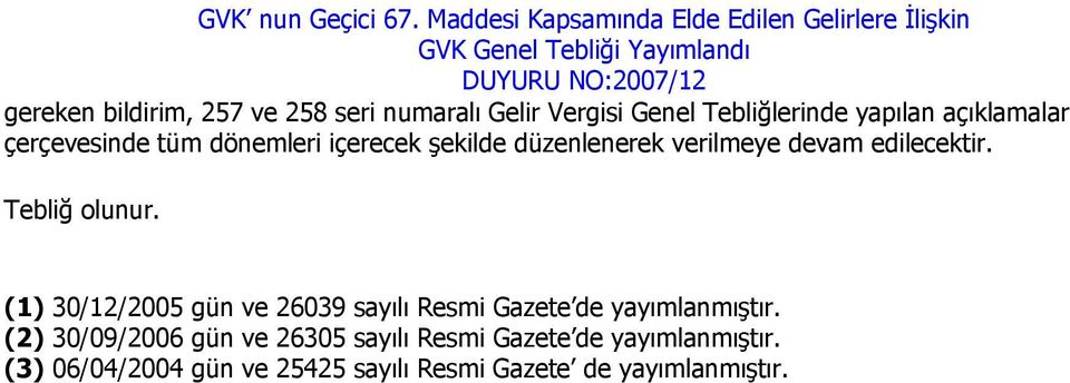 (1) 30/12/2005 gün ve 26039 sayılı Resmi Gazete de yayımlanmıştır.