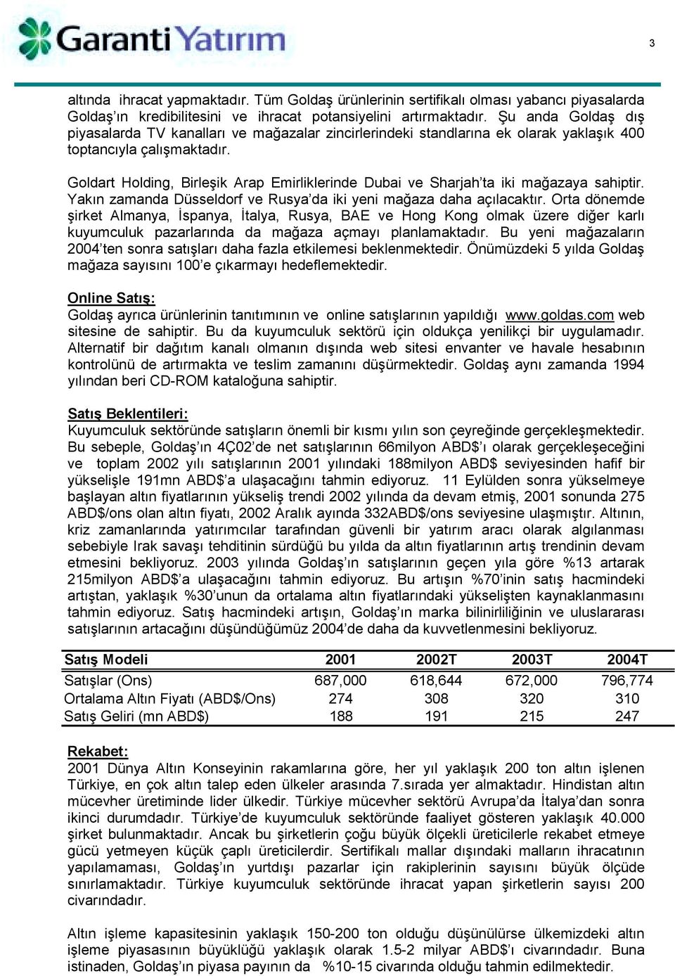 Goldart Holding, Birleşik Arap Emirliklerinde Dubai ve Sharjah ta iki mağazaya sahiptir. Yakõn zamanda Düsseldorf ve Rusya da iki yeni mağaza daha açõlacaktõr.