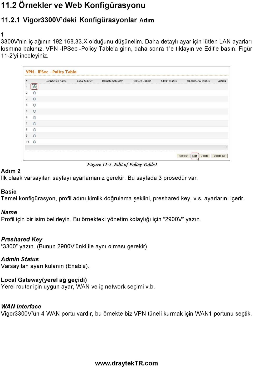 Basic Temel konfigürasyon, profil adını,kimlik doğrulama şeklini, preshared key, v.s. ayarlarını içerir. Name Profil için bir isim belirleyin. Bu örnekteki yönetim kolaylığı için 2900V yazın.