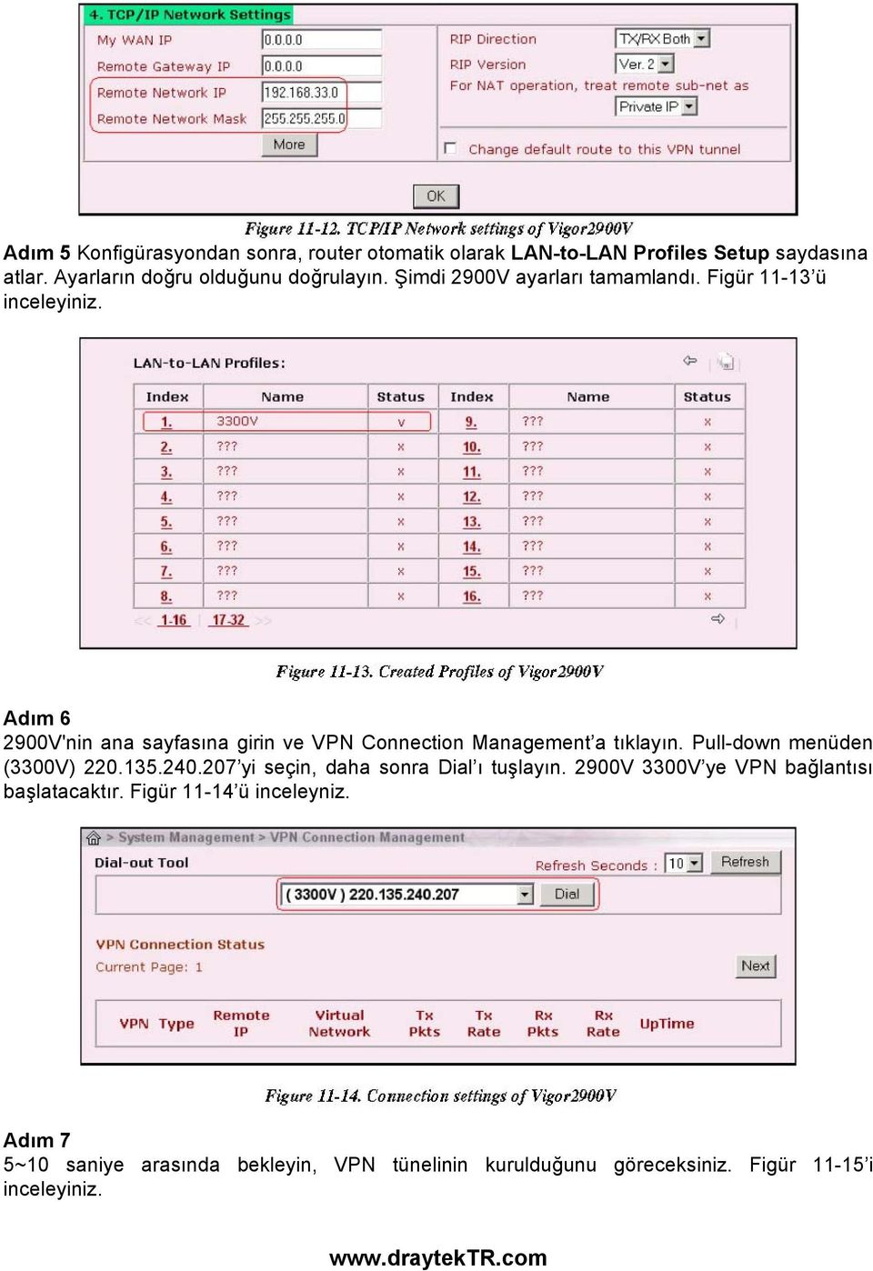 Adım 6 2900V'nin ana sayfasına girin ve VPN Connection Management a tıklayın. Pull-down menüden (3300V) 220.135.240.