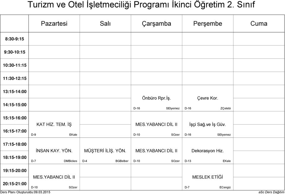 İŞ EKale MES. SOzer İşçi Sağ.ve İş Güv. D-16 SEtyemez İNSAN KAY. YÖN.