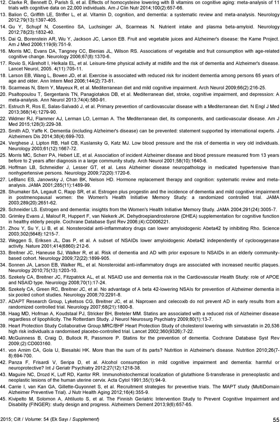 Gu Y, Schupf N, Cosentino SA, Luchsinger JA, Scarmeas N. Nutrient intake and plasma beta-amyloid. Neurology 2012;78(23):1832-40. 15. Dai Q, Borenstein AR, Wu Y, Jackson JC, Larson EB.