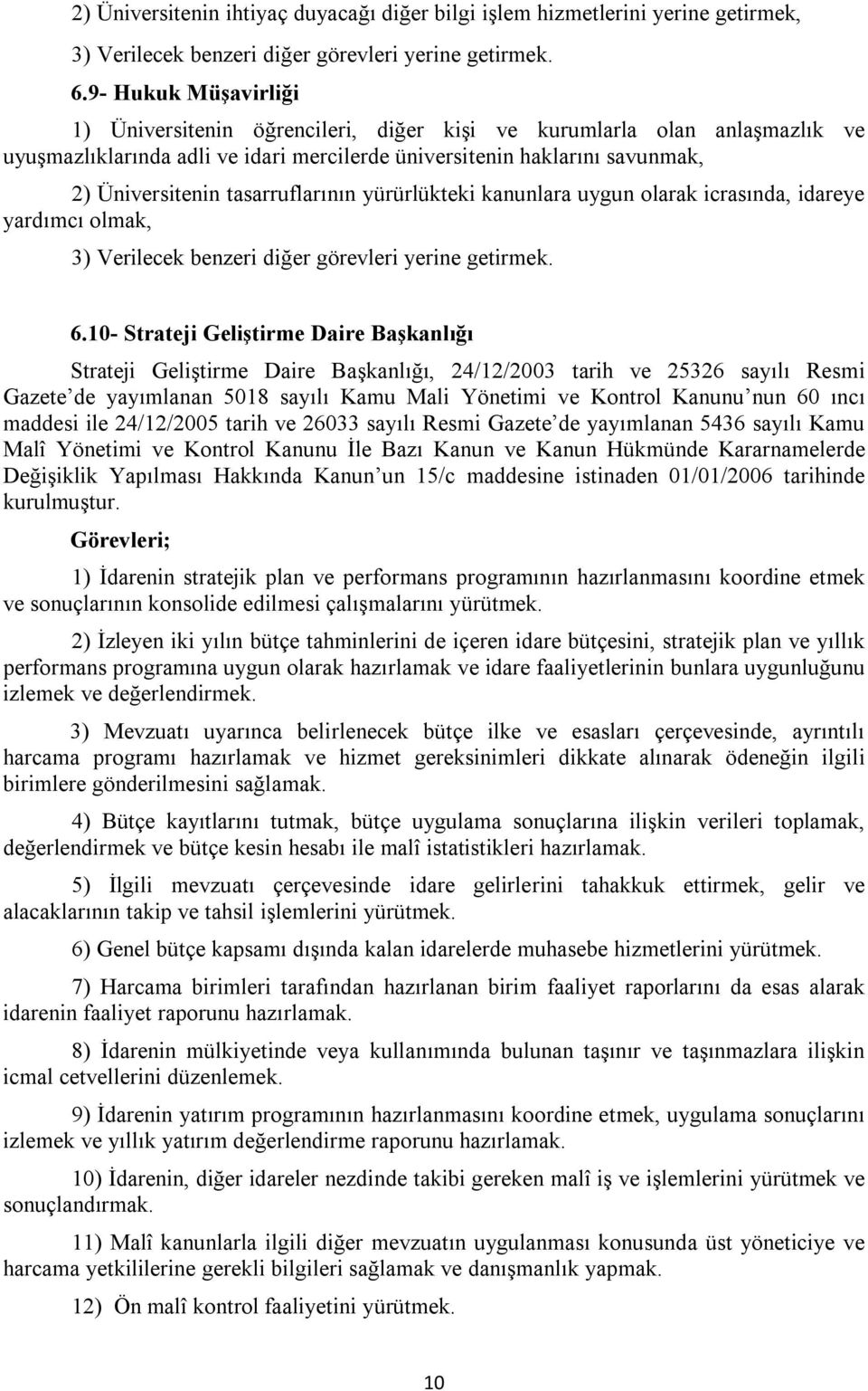 tasarruflarının yürürlükteki kanunlara uygun olarak icrasında, idareye yardımcı olmak, 3) Verilecek benzeri diğer görevleri yerine getirmek. 6.